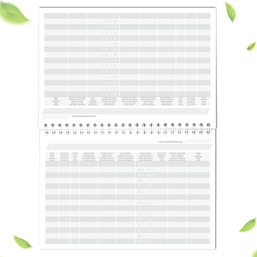 KOCHDIALOG® 1 x Verleihbuch A4+ professionelles Ausleihbuch mit 9 Spalten, ein Vermietungsbuch für Fahrradverleih, Bootsvermietung, Zelt- und Cateringverleih etc., freies Datum, 21x29,7cm