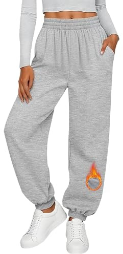 Neteson Pantalones de Chándal Mujer con Bolsillos Pantalones Cálidos Cintura Alta Invierno Pantalón Deportivo Térmicos Jogger Sweatpants Casuales Holgados para Gimnasio Correr Jogging Fitness