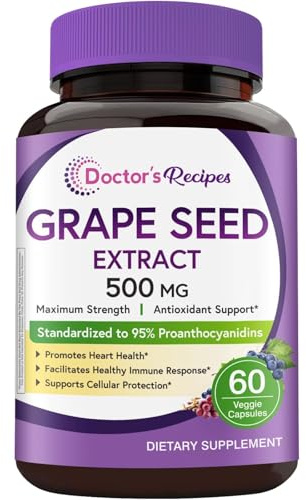 Doctor's Recipes Grape Seed Extract 500mg 95% Proanthocyanidins 60 Veg Caps