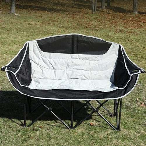 ZPVXRVQ Chaise de Camping Portable pour 2 Personnes Chaise Longue Surdimensionnée Canapé Double Robuste Chaise Pliante D'extérieur Noire