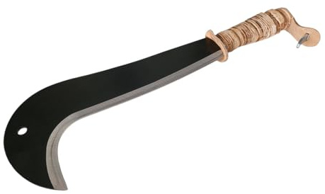 FAST WORLD SHOPPING Roncola 30 cm (11.8 in) con Manico in Cuoio, Coltello da Canna Falcetto Lama Affilata con Gancio e Protezione, Utensile Agricolo e da Giardinaggio