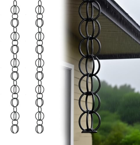 eryssgbf Cadena de Lluvia, Cadena De Guía Lluvia Canalón, colector de Lluvia Decorativo, Decoraciones De Jardín Al Aire Libre,Drenaje De Aleros(3ft)