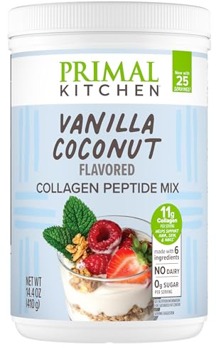 Primal Kitchen Vanilla Collagen Fuel® Drink Mix, Vanilla Coconut Collagen Peptides, No Dairy or Artificial Sweeteners, 14.4 Ounces