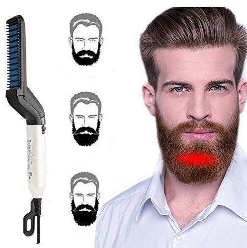 VOARGE Bart Glätteisen für Männer, Männer Schnelle Bartglätter Kamm, Multifunktionale Haar Curling Curler Bart-Kamm, für Krauses Barthaar, DIY flexibles Modellieren