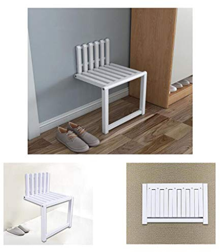 SHYM Silla Plegable de Madera Maciza Taburete para Cambiar Zapatos Invisible Montado en La Pared Carga Máxima de 300 KG Fácil de Instalar Silla Multifuncional Que Ahorra Espacio