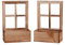 UNUS - Ventana decorativa de madera con maceta, marco de ventana de diseño vintage, rectangular (2 unidades, flameado)