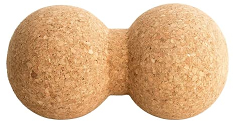 Generisch Faszienkugel aus Naturkork 7,3 cm X 15,5 cm - PeanutBall - nachhaltig - Yoga/Pilates - DoppelKugel - Selbstmassage - Massagerolle - pflegeleicht