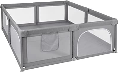 Parque Infantil XXL - 200x180 - Corralito para bebé plegable - Parque de juegos para bebe Seguro, Con gateras y ventana red