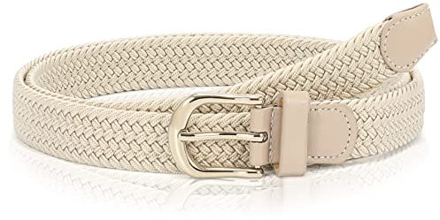 WHIPPY Stoffgürtel Stretchgürtel Elastik Flechtgürtel Geflochtener Elastischer Dehnbarer Gürtel für Damen Herren mit Goldschnalle Breite 2.5cm,khaki,90cm