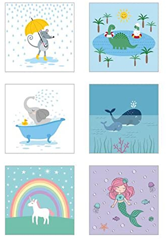 Magisches Handtuch 'Tiere' 6er Set | 30x30cm Baumwolle | Zauberhandtuch mit 6 verschiedenen Motiven