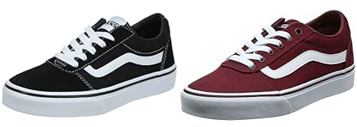 Vans Unisex Kinder Ward Sneaker, Schwarz Suede Canvas Black White Iju, 39 EU Damen Rot ((Canvas) Burgundy Olq),