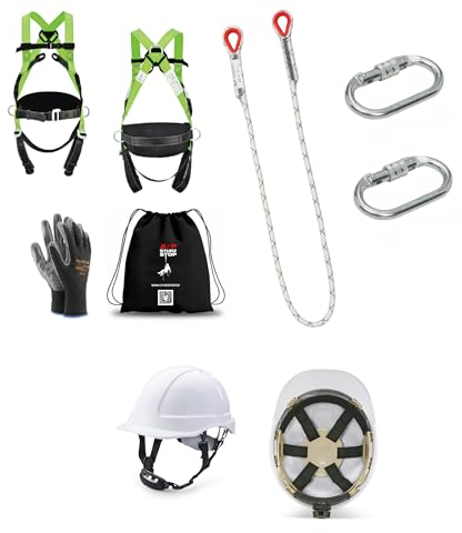 Generisch Baumpflege SET 4 Punkt Auffanggurt EN361 EN358 + Halteseil Seil EN354 1,5m + 2 Karabiner EN362, inkl. Kletterhelm EN397,Fallschutz, Absturzsicherung