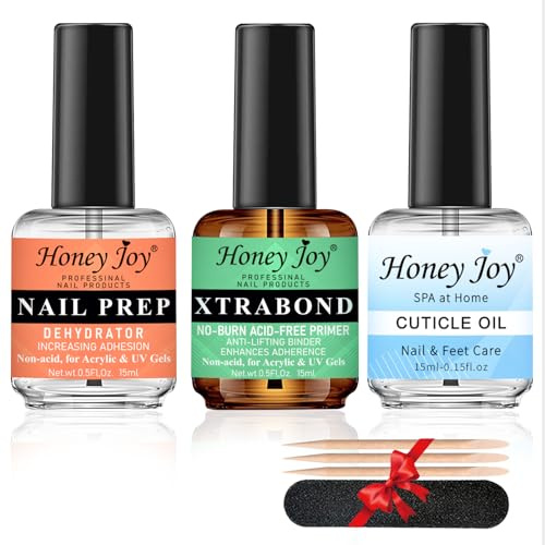Nail Dehydrator Primer Cuticle Oil Set, Acid-Free Nail Prep Kit, Professional Strong Bond Primer for Long-lasting Acrylic Nails, Gel Polish, UV Gels, Fast Air Dry, Superior Adhesion (0.5Fl oz), NP-002