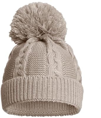 Soft Touch Newborn Essentials Sustainable Knitted Baby Bobble Hat, Baby Girl and Baby Boys Winter Hat 0-12 Months