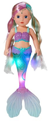 Baby Born Meerjungfrau 43cm, Puppe mit Langen Haaren zum Stylen und leuchtender Schwanzflosse, für Kinder ab 3 Jahren, Batterien benötigt, 837351 Zapf Creation