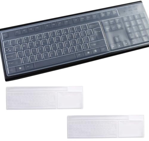 YAPKOLV 2 Stück Tastaturschutz Silikon Tastatur Abdeckungen Staubschutz Desktop Computer Tastatur Schutzfolie Wasserdicht Und Staubdicht (Transparent)