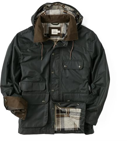 Huckberry Flint & Tinder Flannel-Lined Waxed Hudson Jacket, Forest, M