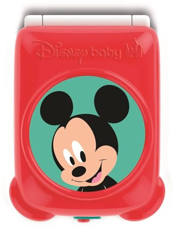 Clementoni Disney Baby - Mickey Flip Phone, Telefono Bambini 9-36 Mesi, Centro attività con 4 Tasti per Stimolare Il Gioco Imitativo con Luci e Suoni, 17514