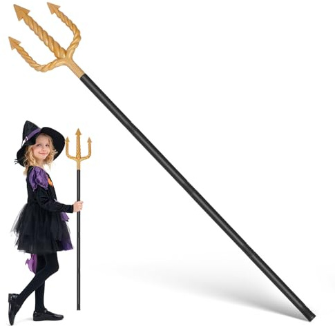 FRCOLOR 54 Inch Halloween Trident Prop Lightweight Plastic Devil Pitch Fork Costume Accessory for Masquerade Cosplay Party Decoration