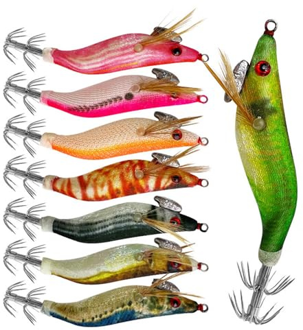 Haodream 8pcs Shrimp Lure Cebo Calamar Jigs Pesca Cebos de Pesca Gancho de 7 8 cm Cebo Artificial Duro Cebo de Agua Salada