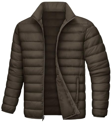 Generisch Chaqueta acolchada ligera para hombre, sin capucha, cuello alto, chaqueta de plumón, chaqueta de invierno cálida, cómoda, chaqueta de invierno, chaqueta de ocio, chaqueta deportiva, chaqueta