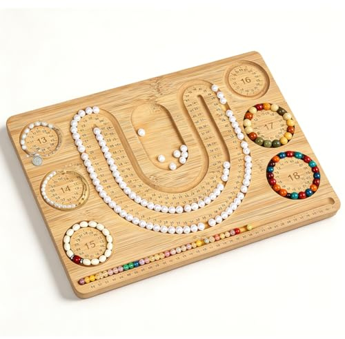 Piashow Tavoletta di perline per braccialetti in legno massello di perline per la creazione di gioielli con scanalature, per collane e bracciali fai da te, strumento per ricamare perline, tavola di