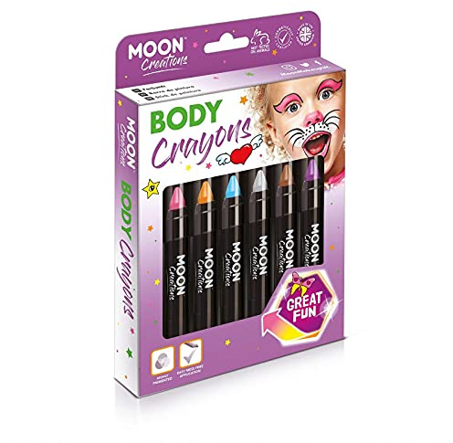 Moon Creations Face Paint Stick Body Crayons | Adventure Boxset | 3.2g | Sweat Proof & Water-Resistant Face Paint | Cruelty Free, Made in UK | Fancy Dress, Festivals, Halloween