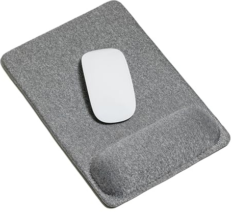 SenseAGE Mouse Pad with Wrist Support – Mouse Mat with Wrist Rest, Non-Slip Leather Base, Smooth Surface for Precise Control, Desk Mouse Mat for Office, Gaming & Home, Grey (270L x 185W mm)