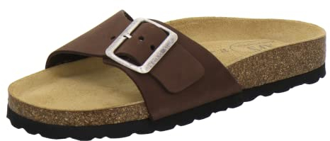 AFS-Schuhe 2112, modische Damen-Pantoletten, hochwertiges, echtes Leder, Made in Germany Größe 39 EU Braun (Mocca)