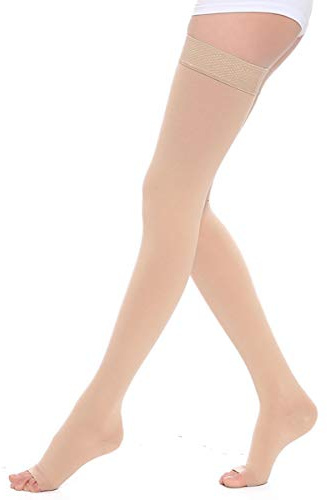 Egurs kompressionsstrumpor öppen tå 30-40 mm Hg lårhöga tights medicinska leggings kompressionsstrumpor M