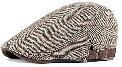 Anshili Herren Schiebermütze Damen Karierte Schimmütze Newsboy Kappe Flat Cap (Kaffee)