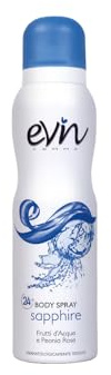 EVIN FEMME | Deodorant Sapphire Spray för kvinnor, doftande vatten och rosa pion, aktiv formel för 24 h, 150 ml