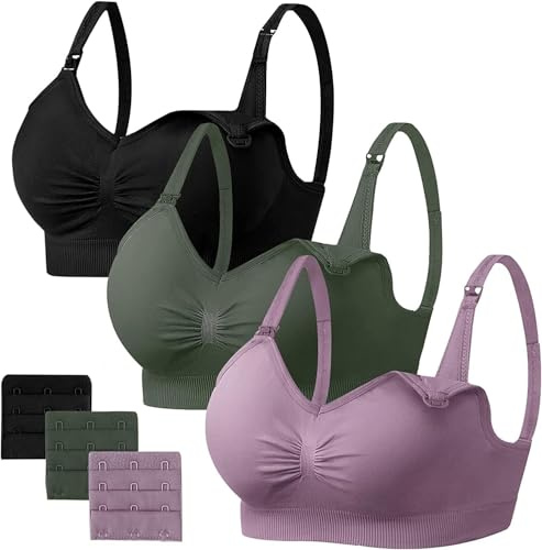 HBselect Women Nursing Bras 3PCS Wireless Maternity Bras Breastfeeding Bras