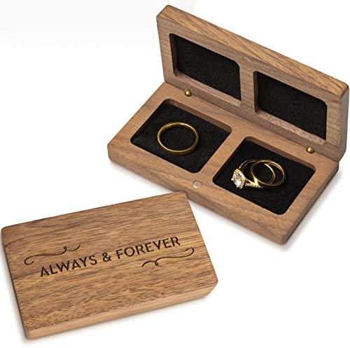 Prazoli Ring Box - Wedding Ceremony Keepsake, Rustic Wooden Ring Bearer Box Holder