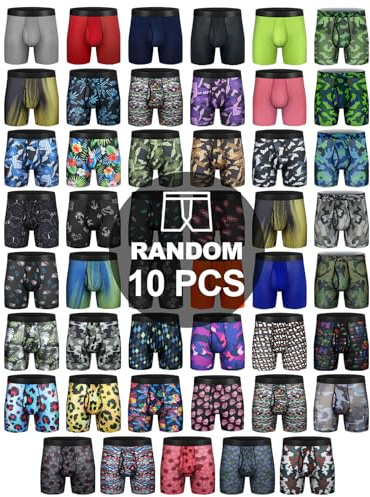 longfor Mens Boxer Briefs Mesh Knit Fast Dry Sport Polyester Boxer Briefs No Ride-up Underwear for Men 10 Pack 2XL