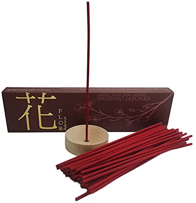 Aromasenses | Japansk rökelseblomma – 50 pinnar + hållare | 100 % naturlig ren | handgjord | avkoppling | meditation | yoga