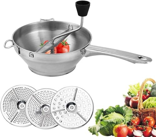 WlP Moulin À Nourriture for Sauce Tomate - Moulin À Nourriture Manuel en Acier Inoxydable - Broyeur À Nourriture Rotatif Manuel Et Machine À Purée for Sauces Aux Fruits Purées Soupes