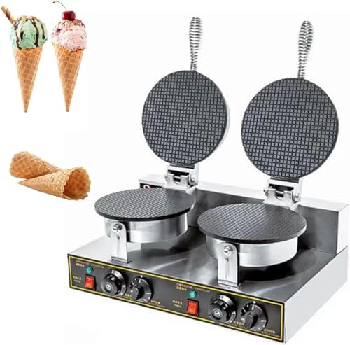 Máquina for hacer conos de helado Máquina eléctrica for hacer conos de gofres Rollos de huevo redondos Bandeja for hornear postres eléctrica antiadherente Cocina Regalo for restaurantes, panaderías, u