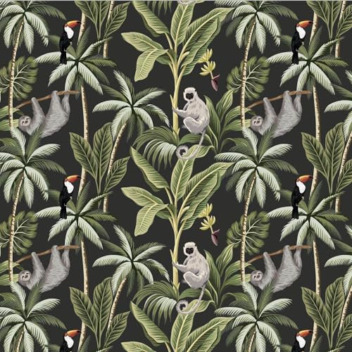 UNIK Nordic Vliestapete BxH: 150x280 cm mit edlen und malerischen Natur XXL Wald Motiv, Designtapete mit Dschungel Motiv: Tropischer Urwald, Mustertapete für Wohnräume, Premium Foto Tapete 180g/m2