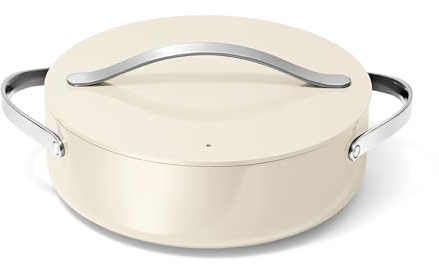 Caraway Rondeau - 6 Qt Non-Stick Pan with Lid - Free From Forever Chemicals - Perfect for Searing, Braising, & Roasting - Cream
