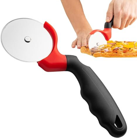 Utensile da taglio per rotella per pizza, tagliapizza in acciaio inossidabile - Utensile da taglio antiruggine per pizza grande con ruota - Taglierina lavabile in lavastoviglie con impugnatura ergonom