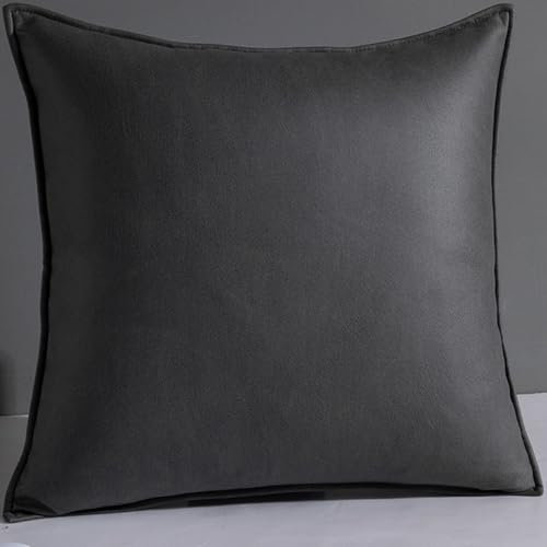 ZZDZW Kissenbezug 50x70 Kunstleder wasserdichte Kissenbezüge 50x50 Outdoor Kissenhülle 45x45，Sofakissen Dekokissen Bezug Mit Verstecktem Kissen Hülle Für Auto Sofa Dekorativ(Dark Grey,55x55 cm(1pc))
