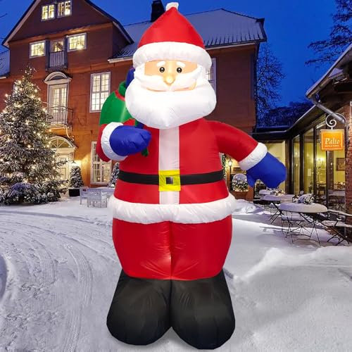 Danxilu 1,83M Aufblasbarer Weihnachtsmann für draußen – Aufblasbarer Weihnachtsmann mit Geschenktüte Integrierte LEDs Beleuchtete Dekoration für Hof Garten Rasen Veranda Weihnachtsfeier