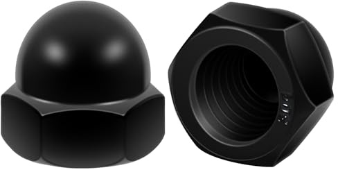 Mellewell 1/2-13 Hex Head Acorn Cap Nuts, 304 Stainless Steel 18-8 Black Coating Acorn Nuts, Hex Drive, Black Finish, 10 PCS