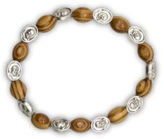 OVUNQUE PROTEGGIMI Bracciale Decina in Legno con Medaglie di Padre Pio e Gesù Misericordioso
