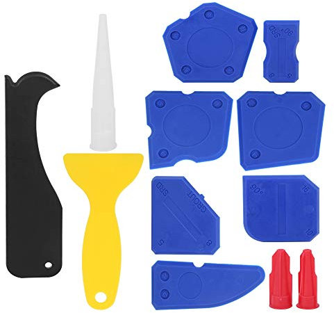 Épandeur de Mastic en Plastique, Dissolvant de Mastic en Silicone, Kit de Grattoir de Calfeutrage, Matériau Flexible pour le Moulage et le Jointoiement, 12 Pièces