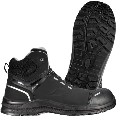 BWOLF Defender HIS3 Arbeitsschuhe Herren Sicherheitsschuhe aus wasserabweisendem Nubukleder, Kevlar-Kappe und Zwischensohle, rutschfest (Schwarz, EU Schuhgrößensystem, Erwachsene, Numerisch, M, 43)