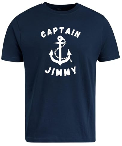 Be Buz Personalized Captain T-Shirt Custom Nautical Anchor Boat Captain Sailor Shirt Sailing Gifts for Boat Captains and Sailors Men Women (UK, Alpha, L, Regular, Regular, Navy Blue)