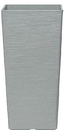 MoorGreen Malahide Tall Square Planter – Stylish Textured Light Grey Flower Pot for Indoor & Outdoor Use, Ideal for Modern Homes, Patios, Gardens & Balconies.