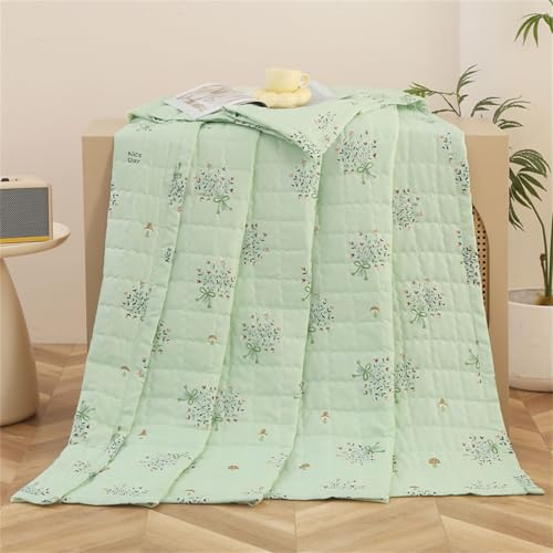 Odot Couette sans Housse Lavable 4,5 Tog, Couette Réversible Ete Legere et Fine - Douce et Confortable, Légère Respirante Couverture Quilting d'Été (Bouquet Vert,180 * 200cm)